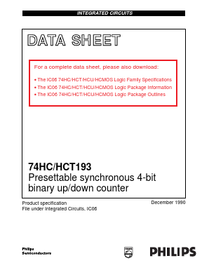 74HCT193 Datasheet PDF Philips Electronics