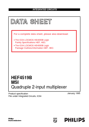HEF4519BDB Datasheet PDF Philips Electronics