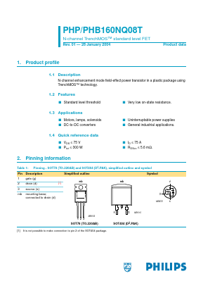 PHP160NQ08T Datasheet PDF Philips Electronics