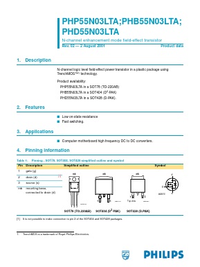 55NO3LTA Datasheet PDF Philips Electronics