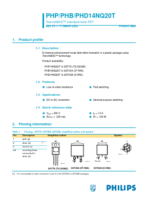 PHB14NQ20T Datasheet PDF Philips Electronics