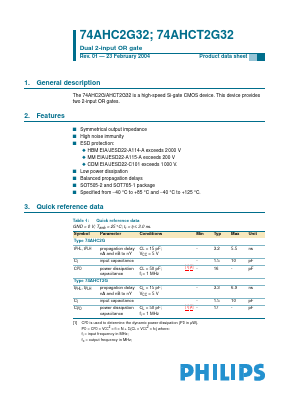 74AHCT2G32 Datasheet PDF Philips Electronics