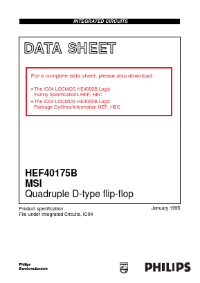 HEF40175BDB Datasheet PDF Philips Electronics