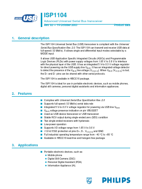 ISP1104 Datasheet PDF Philips Electronics