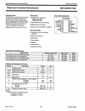 MC1496N Datasheet PDF Philips Electronics