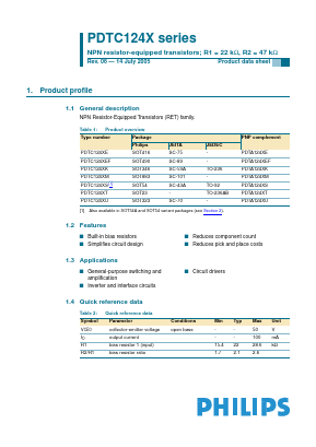 PDTC124X Datasheet PDF Philips Electronics