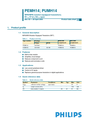 PEMH14 Datasheet PDF Philips Electronics