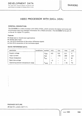 SAA9060 Datasheet PDF Philips Electronics