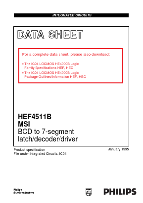 HEF4511BDB Datasheet PDF Philips Electronics