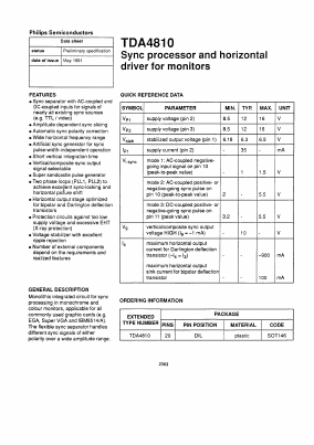 TDA4810 Datasheet PDF Philips Electronics