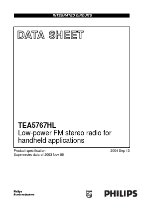 TEA5767HL Datasheet PDF Philips Electronics