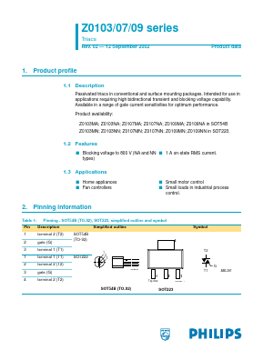 Z0109NN Datasheet PDF Philips Electronics