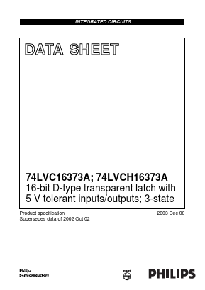 74LVCH16373A Datasheet PDF Philips Electronics