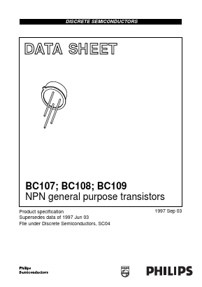 BC109 Datasheet PDF Philips Electronics