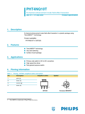 PHT4NQ10T Datasheet PDF Philips Electronics