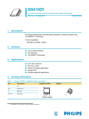 SI9410DY Datasheet PDF Philips Electronics