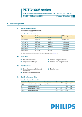 PDTC144VE Datasheet PDF Philips Electronics
