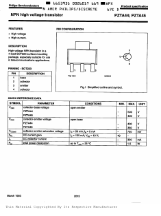 PZTA44 Datasheet PDF Philips Electronics