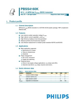 PBSS4160K Datasheet PDF Philips Electronics