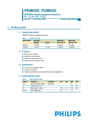 PUMH20 Datasheet PDF Philips Electronics
