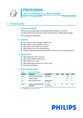 PBSS306NX Datasheet PDF Philips Electronics