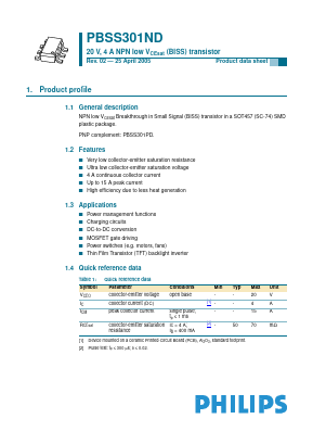 PBSS301ND Datasheet PDF Philips Electronics