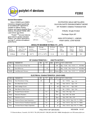 F2202 Datasheet PDF Polyfet RF Devices