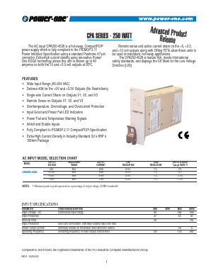 CPA250-4530 Datasheet PDF Power-One Inc.