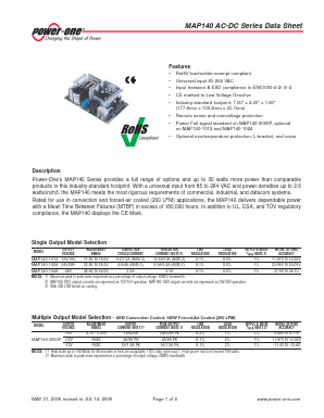 MAP140-3000P Datasheet PDF Power-One Inc.