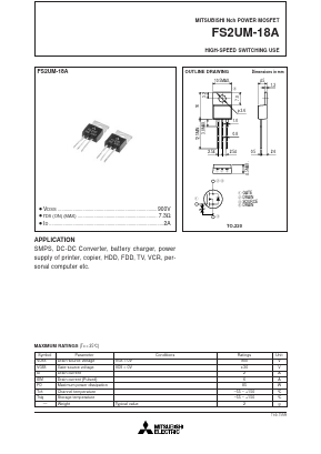 FS2UM-18A Datasheet PDF Powerex