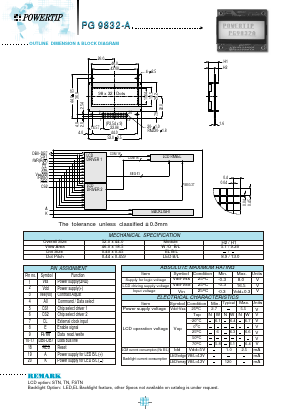 PG9832-A Datasheet PDF Powertip Technology