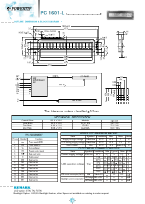 PC1601-L Datasheet PDF Powertip Technology