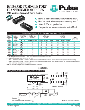 H1081 Datasheet PDF Pulse Electronics