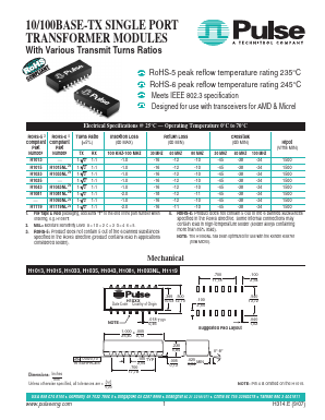 H1093 Datasheet PDF Pulse Electronics