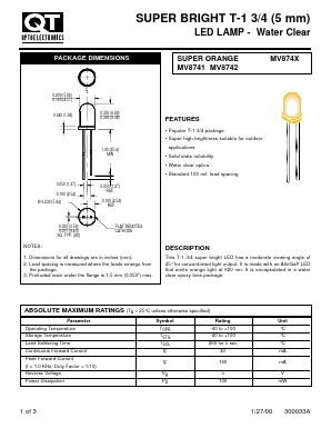 MV8741 Datasheet PDF QT Optoelectronics => Fairchildsemi