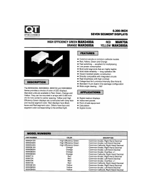 MAN3600A Datasheet PDF QT Optoelectronics => Fairchildsemi