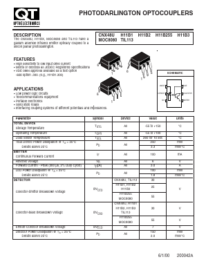 H11B1 Datasheet PDF QT Optoelectronics => Fairchildsemi