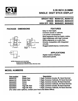 MAN412C Datasheet PDF QT Optoelectronics => Fairchildsemi