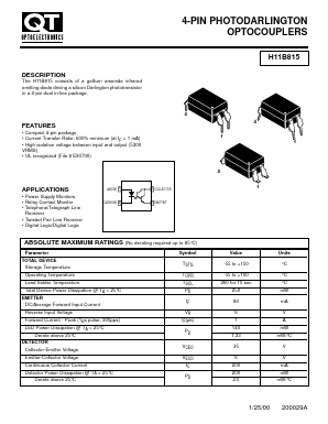 H11B815 Datasheet PDF QT Optoelectronics => Fairchildsemi