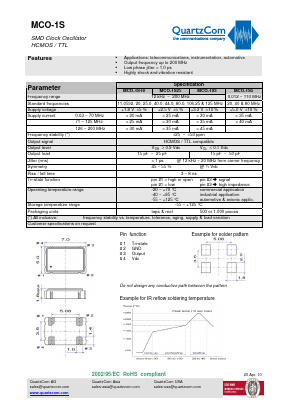 MCO-1S25 Datasheet PDF QUARTZCOM the communications company