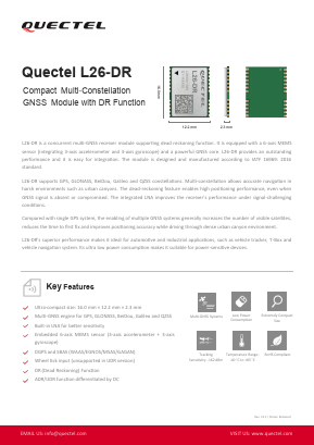 L26-DR Datasheet PDF Quectel Wireless Solutions Co., Ltd.