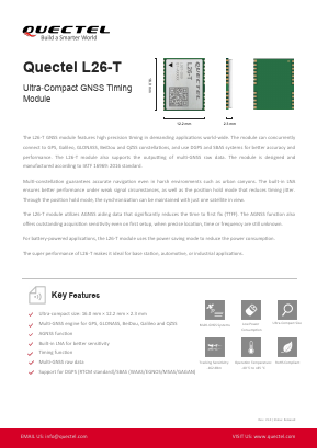 L26-T Datasheet PDF Quectel Wireless Solutions Co., Ltd.