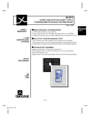 QL3012-3PL84M Datasheet PDF QuickLogic Corporation