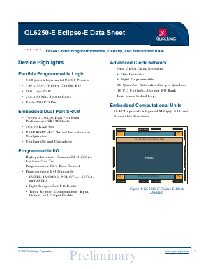 QL6250-E-7PS484I Datasheet PDF QuickLogic Corporation