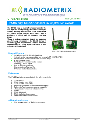 CTA28-XXX-NIM2T Datasheet PDF Radiometrix Ltd