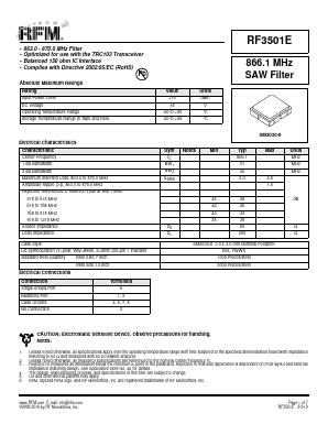 RF3501E Datasheet PDF RF Monolithics, Inc