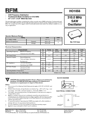 HO1056 Datasheet PDF RF Monolithics, Inc