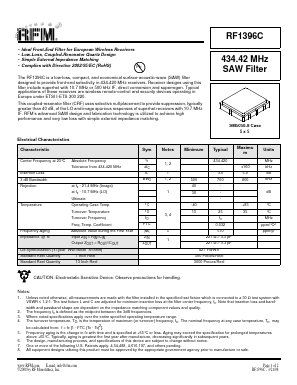 RF1396C Datasheet PDF RF Monolithics, Inc