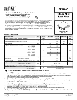 RF3404D Datasheet PDF RF Monolithics, Inc