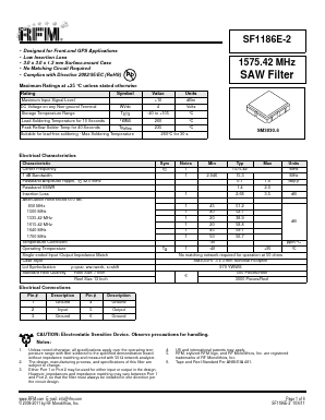 SF1186E-2 Datasheet PDF RF Monolithics, Inc